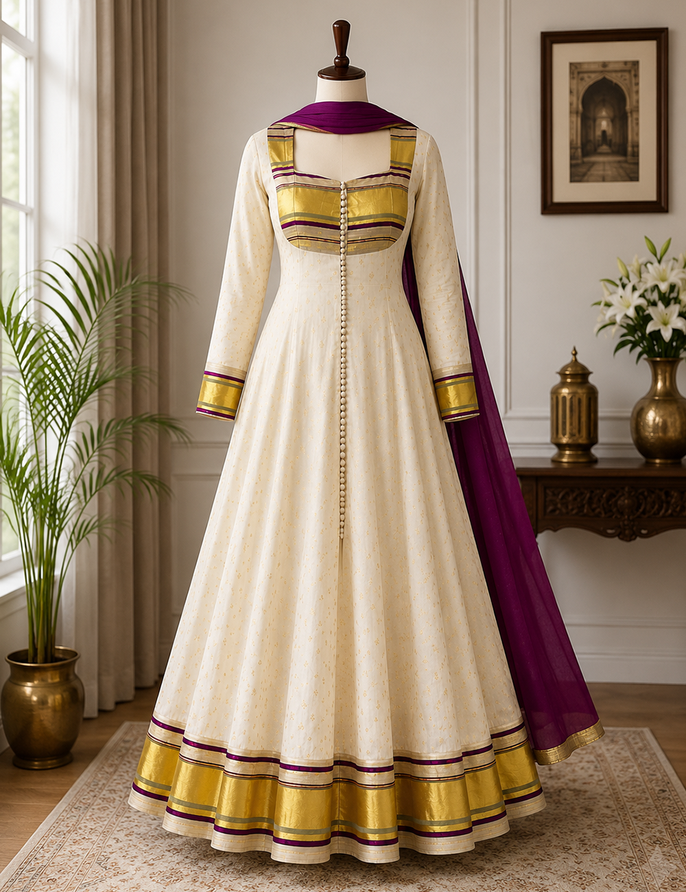 White Silk Salwar Material
