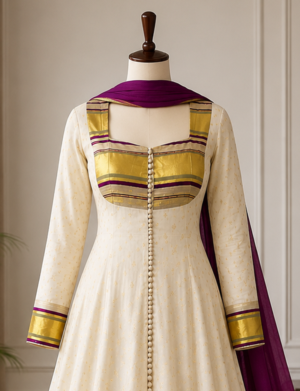 White Silk Salwar Material