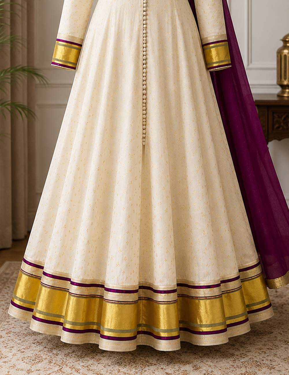 White Silk Salwar Material