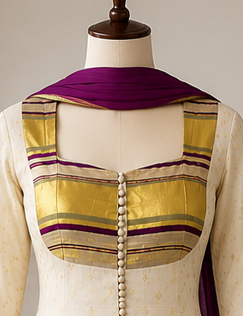 White Silk Salwar Material